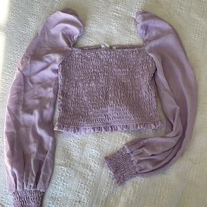 Cropped smock lilac top